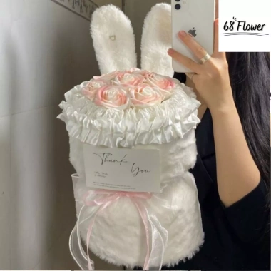 Đầm Hoa Sáp Tai Thỏ 16 Bông Quà Tặng Valentine 8/3 14/2 Túi Đèn Trang trí phòng Giá 199.000₫ 8