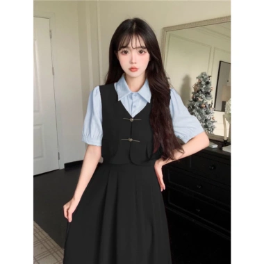 Đầm liền 1 mảnh nữ màu đỏ nâu cổ khóa ngang dài thanh, Douyin thu đông - Giá 225k GIAO TRƯỚC TẾT 8