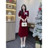 Đầm Nhung Đuôi Cá Đính Nơ Cổ V Tay Phồng Nhiều Nút Maxi 150k Dự Tiệc 3