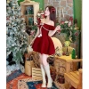 Đầm nữ Noel chất nhung cổ trễ vai bèo, dây nơ, váy xoè chữ A mini - Sang chảnh, giá 160k 2