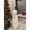 Đầm ren lệch vai tết hoa, phối tơ lưới dài, kèm dây hoa nụ - Giá chỉ 319k 3
