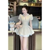 Đầm ROSA cổ sơmi tùng 2 bên nhúng xoè kèm quần, BIGSIZE, xưởng Mèo Xinh Đẹp, giá 199k 7