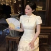 Đầm Tết Gấm Tapta Hoa Nổi Cổ Tàu Đính Nút Form Dài Sang Trọng 199k Hiacogai 3
