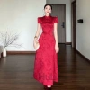 Đầm Tết Gấm Tapta Hoa Nổi Cổ Tàu Đính Nút Form Dài Sang Trọng 199k Hiacogai 5