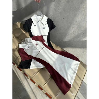 Đầm thun phối 142 đỏ - Siêu nhẹ, ôm body, giảm giá 23 chỉ 630k 3
