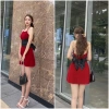 Đầm Yếm Hở Lưng Nhung Đỏ - Hai Dây Cột Nơ, Thời Trang Nữ, Giá 205.000₫ 2