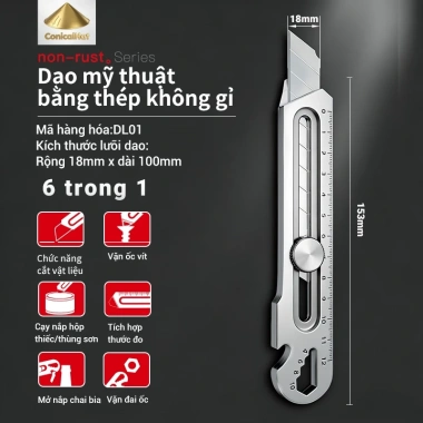 Dao đa năng ConicalHat thép không gỉ 6 trong 1 - lưỡi cắt giấy 18mm, tiện lợi cho văn phòng và học sinh, chỉ 180.000₫ 10