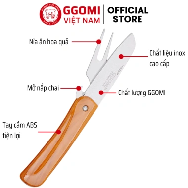 Dao gấp đa năng 3in1 Hàn Quốc GGomi GG356 – mở lọ chai, nĩa ăn, gọt trái cây, du lịch picnic, giảm còn 42.000₫