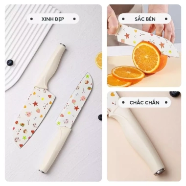 Dao gọt hoa quả chống gỉ du lịch, in chuyển nhiệt xinh xắn - Giá ưu đãi 85.000₫