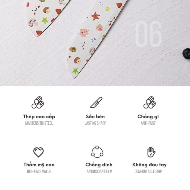 Dao gọt hoa quả chống gỉ, tiện du lịch, in chuyển nhiệt xinh xắn - Giá 90.000đ