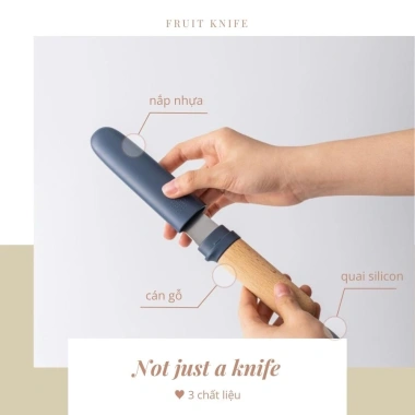 Dao gọt trái cây FEEKA 27cm cầm gỗ, nắp đậy tiện du lịch, giảm còn 62.500