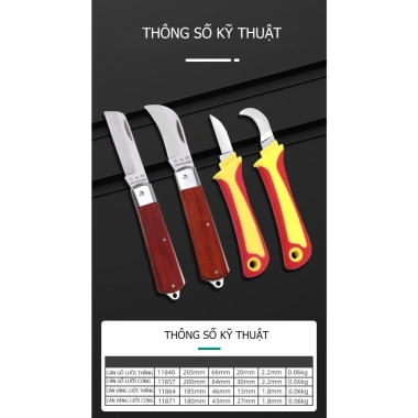 Dao gọt vỏ dây điện đa năng TUOSEN - Tay cầm cao su đỏ vàng, 49.800₫ (giá gốc 61.752₫) 3