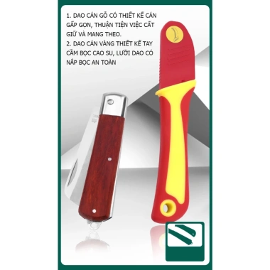 Dao gọt vỏ dây điện đa năng TUOSEN - Tay cầm cao su đỏ vàng, 49.800₫ (giá gốc 61.752₫) 6