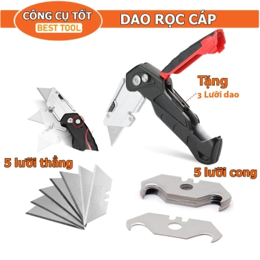 Dao Rọc Cáp Gấp Gọn Chống Va Đập Lưỡi Siêu Sắc, Tặng Lưỡi Sơ Cua, Giá 26.000₫