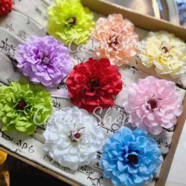 Đầu bông mẫu đơn lụa size đại 12cm - Trang trí giỏ quà Tết, giá ưu đãi 15.000 VND