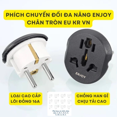 Đầu chuyển đổi phích cắm điện 3 chân sang 2 chân EU - Lõi đồng cao cấp, không gỉ, giá 19.600₫ 8