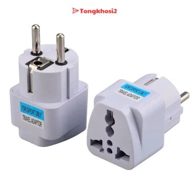 Đầu chuyển đổi phích cắm điện 3 chấu sang 2 chấu châu Âu - Tongkhosi2, giá chỉ 12.650 VND