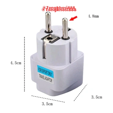 Đầu chuyển đổi phích cắm điện 3 chấu sang 2 chấu châu Âu - Tongkhosi888 4