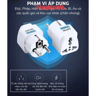 Đầu chuyển đổi phích cắm điện 3 chấu sang 2 chấu châu Âu - Tongkhosi888 8