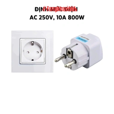 Đầu chuyển đổi phích cắm điện 3 chấu sang 2 chấu châu Âu - Tongkhosi888 9