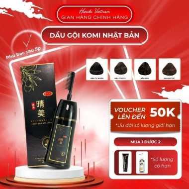 Dầu Gội Nhuộm Tóc Komi Nhật Bản Phủ Bạc Dạng Lược 350ml Nhiều Màu Hàng Nội Địa
