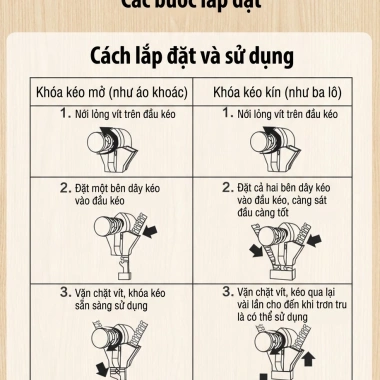 Đầu Khóa Kéo Thay Thế Nhanh - Zipper Đa Dụng cho Túi Xách, Vali, Áo Jacket, Giá 22.500₫ 8 Đầu Khóa Kéo Thay Thế Nhanh - Zipper Đa Dụng cho Túi Xách, Vali, Áo Jacket, Giá 22.500₫ 8