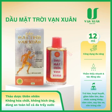 Dầu Mặt Trời Vạn Xuân 12ml - Giảm Đau Nhức, Bầm Tím, Say Tàu Xe, Cảm Cúm - 64.800đ