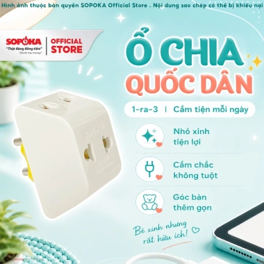 Đầu Nối Chia Điện 3 Cửa SOPOKA P11 Chống Tuột 2.200W Bảo Hành 2 Năm 42.000