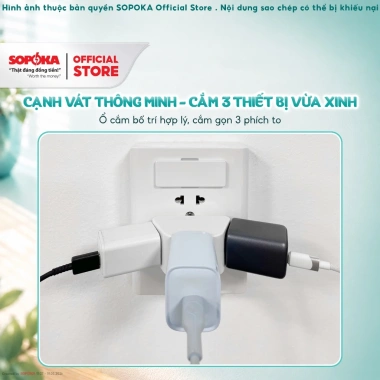Đầu Nối Chia Điện 3 Cửa SOPOKA P11 Chống Tuột 2.200W Bảo Hành 2 Năm 42.000