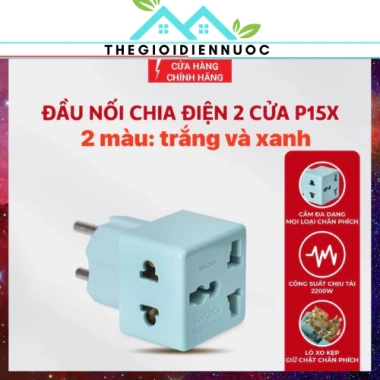 Đầu nối chia điện đa năng 2 cửa SOPOKA 2.200W - Ổ cắm 3 chấu, chuyển 3 chân ra 2, giá chỉ 19.000đ