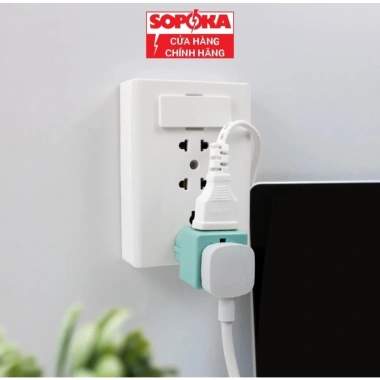 Đầu nối chia điện đa năng 2 cửa SOPOKA 2.200W - Ổ cắm 3 chấu, chuyển 3 chân ra 2, giá chỉ 19.000đ