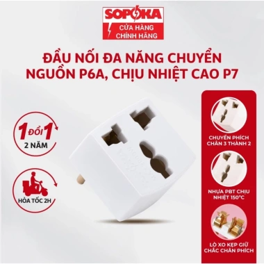 Đầu nối chia điện đa năng 2 cửa SOPOKA 2.200W - Ổ cắm 3 chấu, chuyển 3 chân ra 2, giá chỉ 19.000đ 8 Đầu nối chia điện đa năng 2 cửa SOPOKA 2.200W - Ổ cắm 3 chấu, chuyển 3 chân ra 2, giá chỉ 19.000đ 8