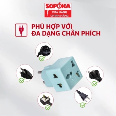 Đầu Nối Chia Điện SOPOKA 2 Cửa Ra - Phích Đa Năng 3 Chân, Giá chỉ 35.000đ