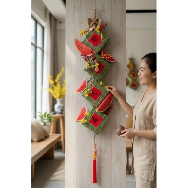 Dây bánh chưng dưa hấu 1.5m - phụ kiện decor Tết 2.026, giá 280.000 VNĐ