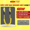 Dây Cáp Sạc Nhanh 4 In 1 65W cho ô tô - Mr Ô Tô, 1.5m co giãn, hỗ trợ Carplay & Carlife, giá chỉ 59.000₫