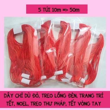 Dây Chỉ Dù Đỏ Dày 1 Ly - Treo Lồng Đèn Trang Trí Phòng Tết Giá 15.900 VND