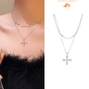 Dây chuyền nữ mặt thánh giá đính đá 2 tầng - phong cách Hàn Quốc, cá tính, tinh tế, giảm còn 25.000 VND