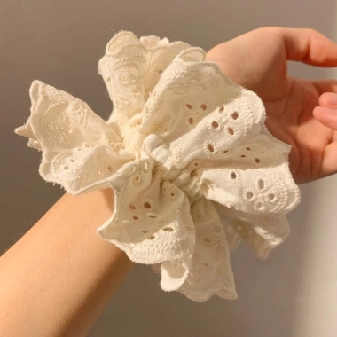 Dây Cột Tóc Đuôi Ngựa Cotton Ren Trắng Ngọt Ngào Giá 17.600 VND Thoải Mái Cho Nàng Gái