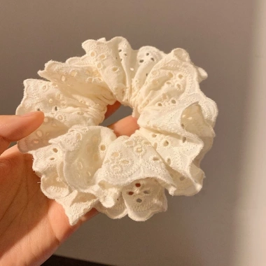 Dây Cột Tóc Đuôi Ngựa Cotton Ren Trắng Ngọt Ngào Giá 17.600 VND Thoải Mái Cho Nàng Gái