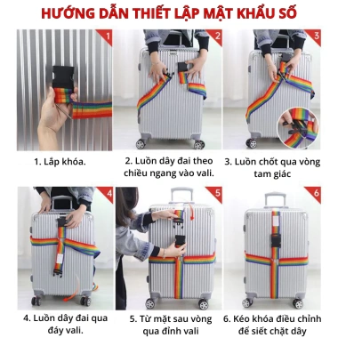 Dây Đai Hành Lý Hình Chữ Thập Khóa Số - Đóng Gói Vali An Toàn, Chống Bung, Độ Bền Cao 2