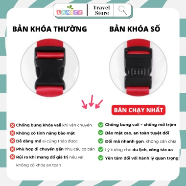 Dây đai vali chữ thập 405cm LAMOCE - Khóa TSA bảo mật, chống trộm, siêu bền 3