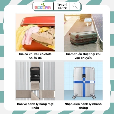 Dây đai vali chữ thập 405cm LAMOCE - Khóa TSA bảo mật, chống trộm, siêu bền 9