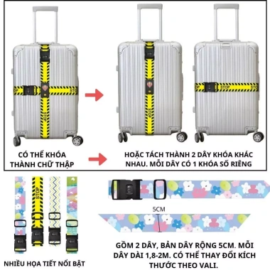 Dây Đai Vali Đôi Khóa Số - Chống Trộm, Chống Thất Lạc Du Lịch & Công Tác - 48k 2
