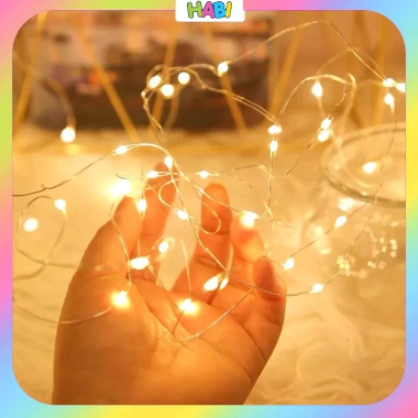 Dây Đèn LED Đom Đóm Sẵn Pin 1-3m Trang Trí Sinh Nhật, Mẹt Tết, Giáng Sinh, Bó Hoa