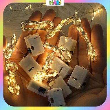 Dây Đèn LED Đom Đóm Sẵn Pin 1-3m Trang Trí Sinh Nhật, Mẹt Tết, Giáng Sinh, Bó Hoa