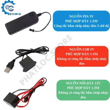 Dây đèn LED neon 1-5M cho tiệc sân vườn, nguồn pin, USB – Sáng rực, dễ lắp