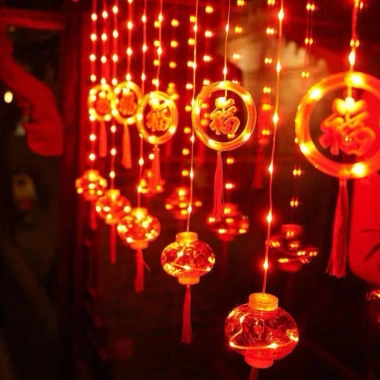 Dây Đèn LED Rèm Lồng Đỏ Song Hỷ Siêu Sáng, Chống Nước, Trang Trí Tết - Đa Kích Thước 4