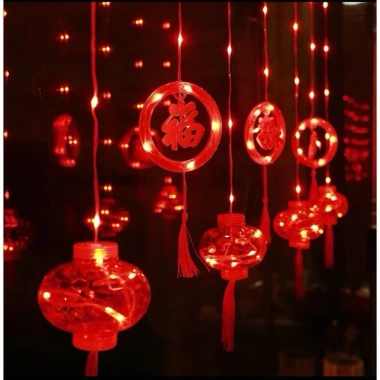 Dây Đèn LED Rèm Lồng Đỏ Song Hỷ Siêu Sáng, Chống Nước, Trang Trí Tết - Đa Kích Thước 8
