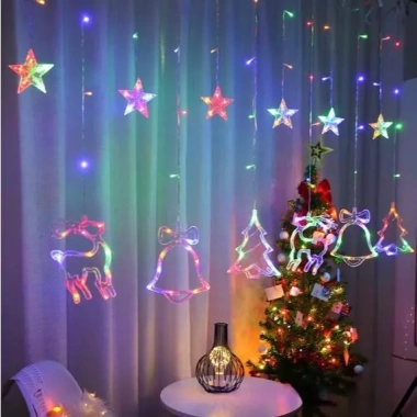 Dây đèn rèm Lồng Đèn Đỏ May Mắn 3m - Đèn LED Nháy Trang Trí Tết, Đèn Lồng Đỏ
