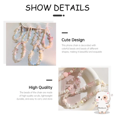 Dây đeo điện thoại Sweet Fairy chống mất, ốp lưng đính hạt mặt dây chuyền - Giá chỉ 17.400₫ 8